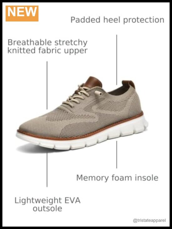 Lightweight Comfort Oxford Sneakers with Breathable Knit Upper and Memory Foam main image 5